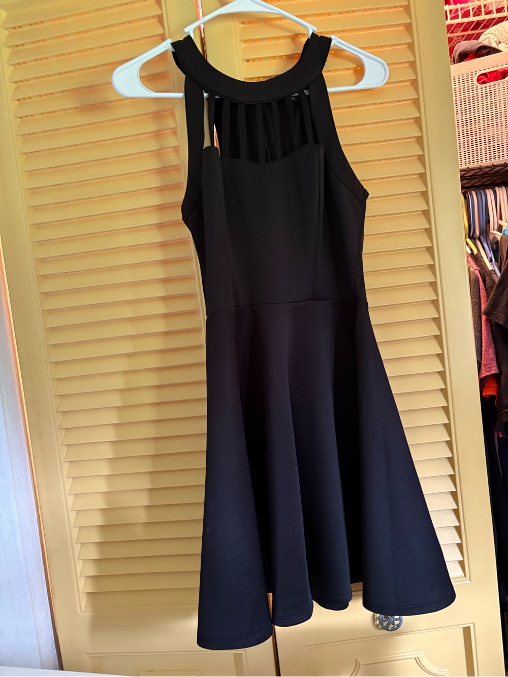 Three Hearts Black Sleeveless Fit & Flare Dress with Strappy Neckline